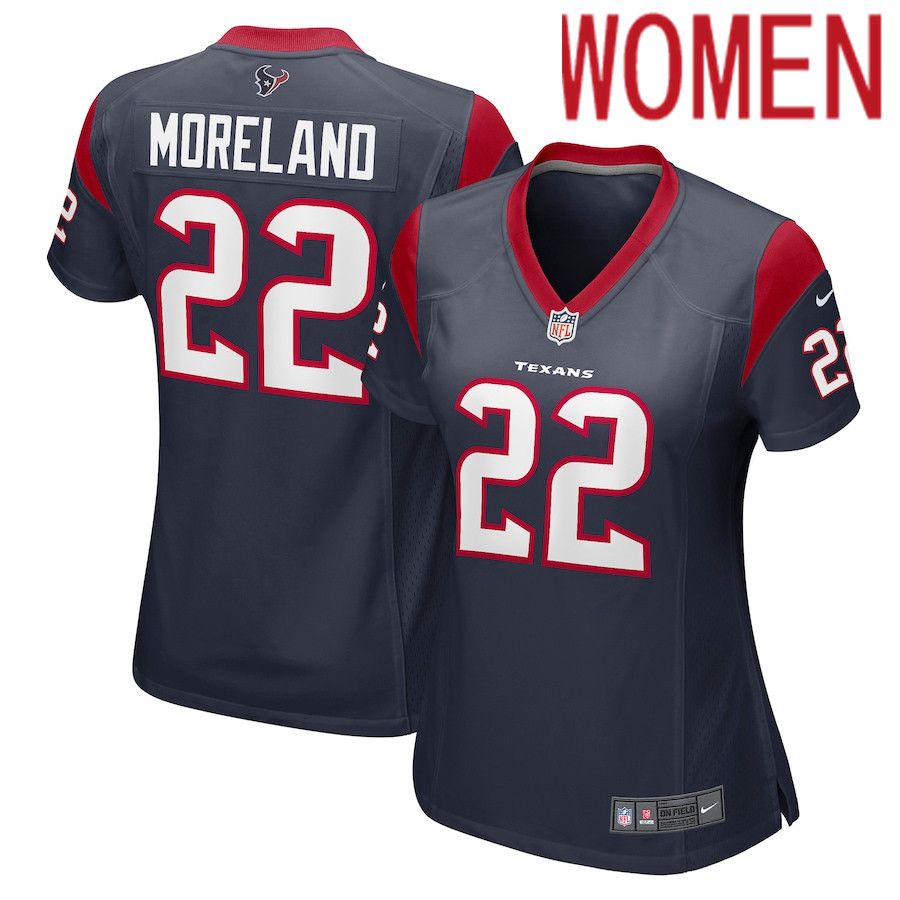 Women Houston Texans #22 Jimmy Moreland Nike Navy Game NFL Jersey->women nfl jersey->Women Jersey